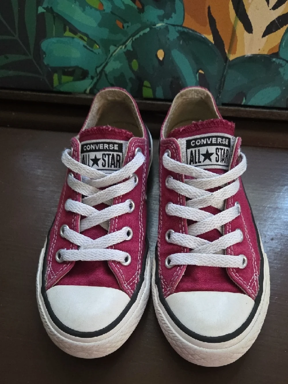 Converse Low Top Sneakers - Berry Red & White